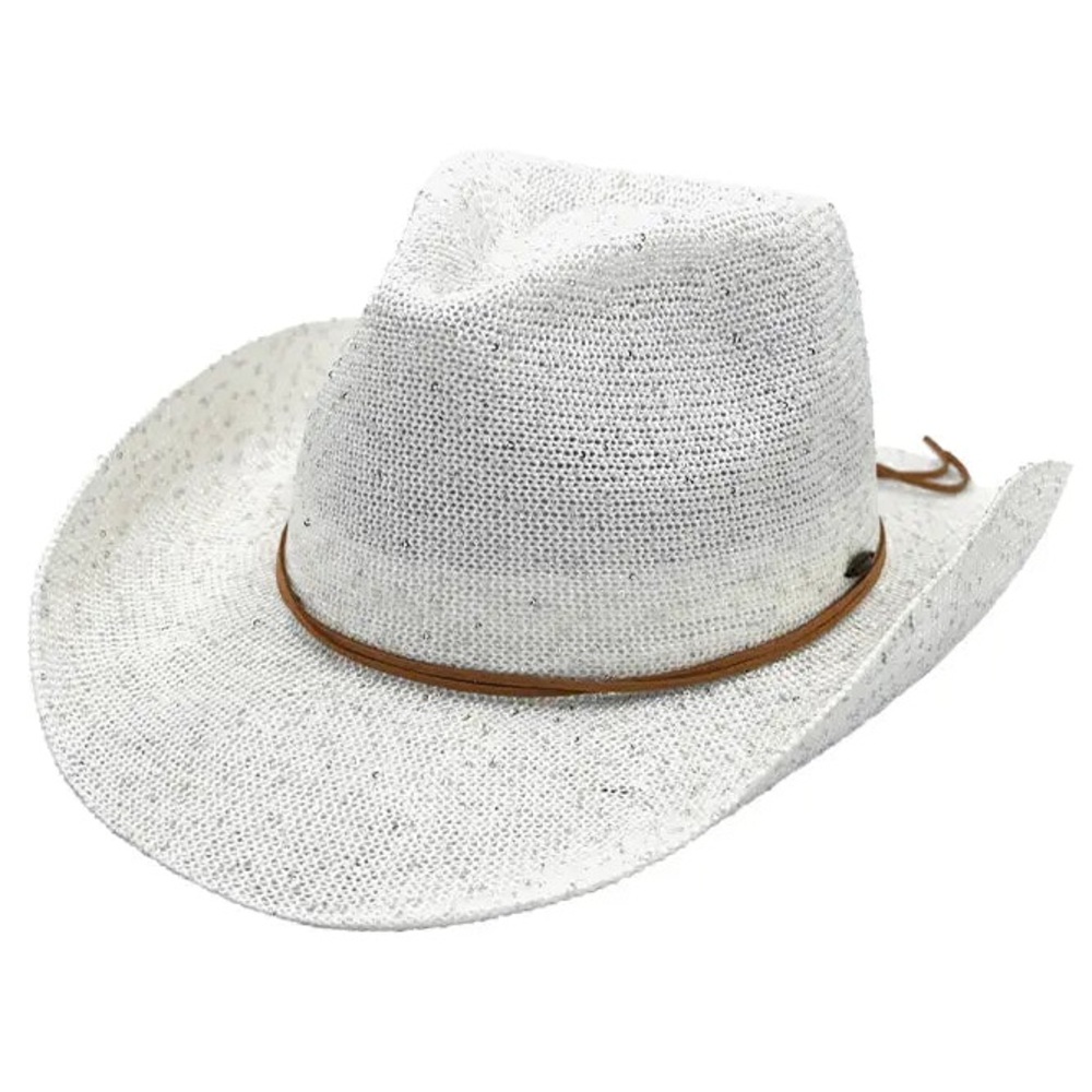 C.C White Sequin Cowboy Hat